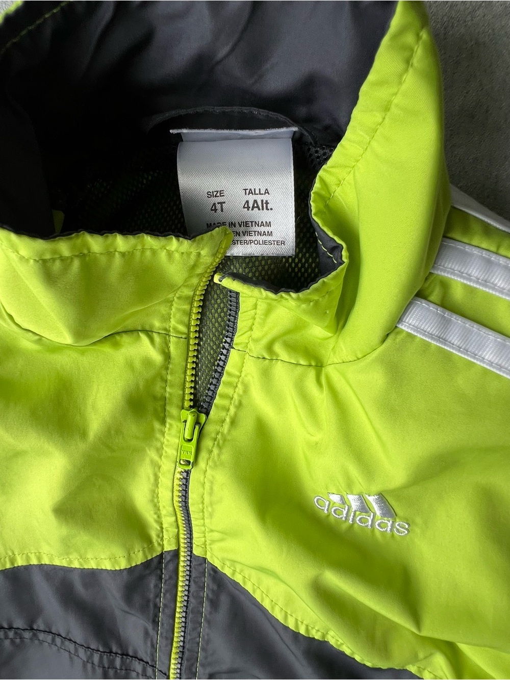 Lot of 3 adidas 4T Jackets: Navy/Orange & Gray/Lime Track Jkt, Blue/Black Hoodie - Picture 11 of 12